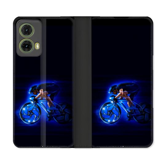 Housse cuir portefeuille Pour Motorola G85 5G Sport Cyclisme Bleu