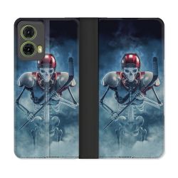 Housse cuir portefeuille Pour Motorola G85 5G Sport Hockey Squelette