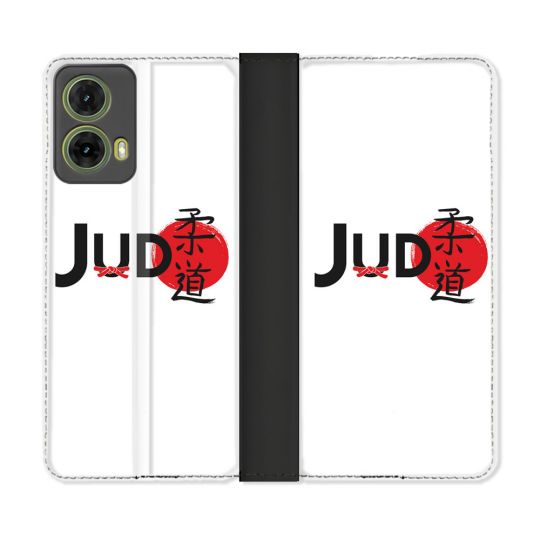 Housse cuir portefeuille Pour Motorola G85 5G Sport Judo Logo