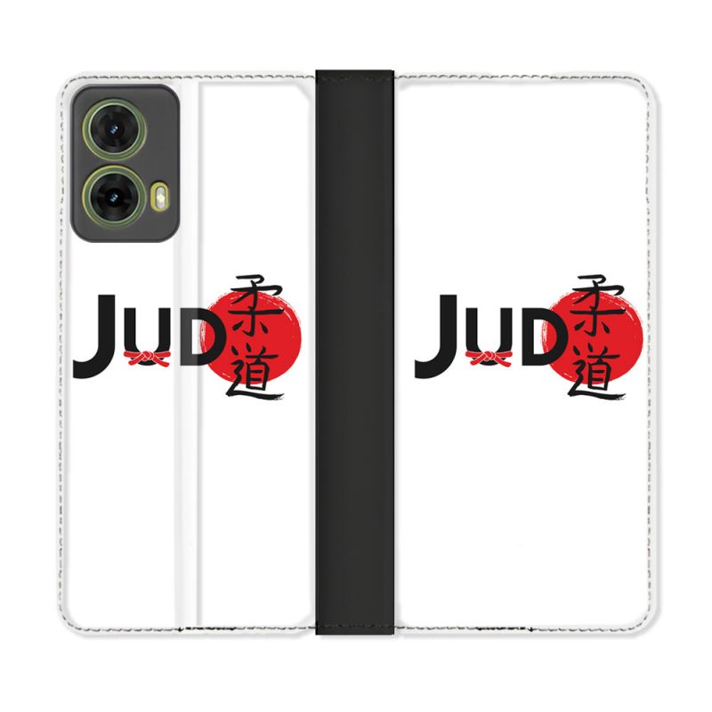 Housse cuir portefeuille Pour Motorola G85 5G Sport Judo Logo