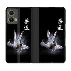 Housse cuir portefeuille Pour Motorola G85 5G Sport Judo Noir