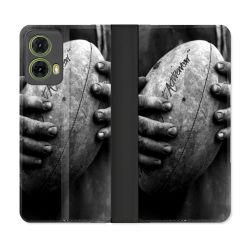 Housse cuir portefeuille Pour Motorola G85 5G Sport Rugby Ballon Vintage