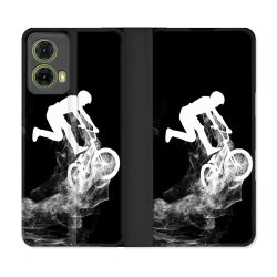 Housse cuir portefeuille Pour Motorola G85 5G Sport VTT Noir