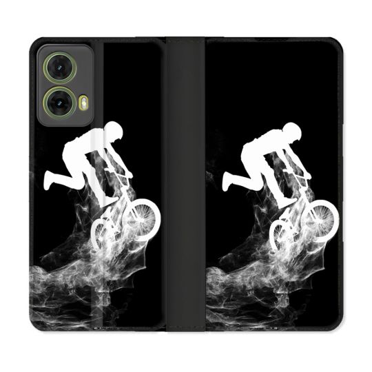 Housse cuir portefeuille Pour Motorola G85 5G Sport VTT Noir