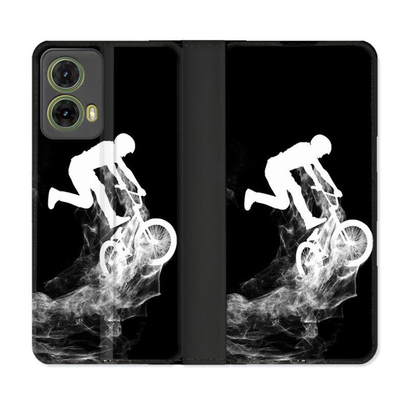 Housse cuir portefeuille Pour Motorola G85 5G Sport VTT Noir