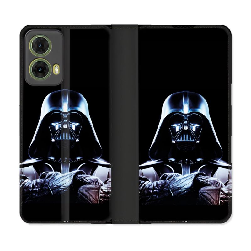 Housse cuir portefeuille Pour Motorola G85 5G Star Wars - Dark Vador Noir