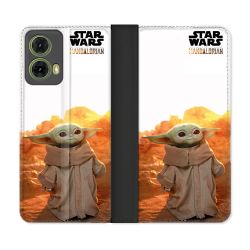 Housse cuir portefeuille Pour Motorola G85 5G Star Wars - Yoda bebe soleil