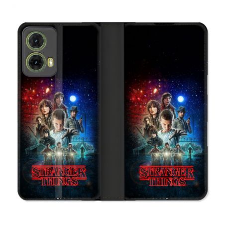 Housse cuir portefeuille Pour Motorola G85 5G Stranger Things Affiche 1