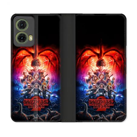 Housse cuir portefeuille Pour Motorola G85 5G Stranger Things Affiche 2
