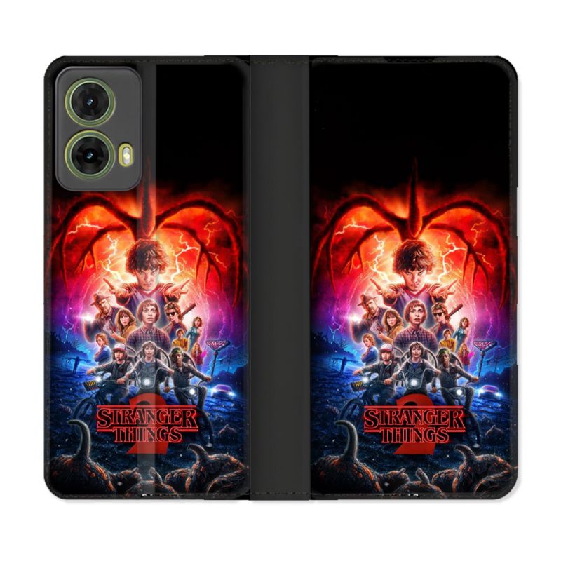 Housse cuir portefeuille Pour Motorola G85 5G Stranger Things Affiche 2