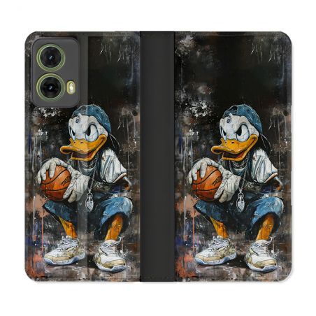 Housse cuir portefeuille Pour Motorola G85 5G Street Art Donald Duck