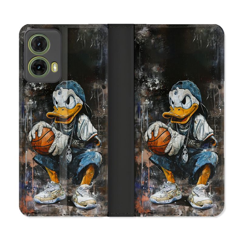 Housse cuir portefeuille Pour Motorola G85 5G Street Art Donald Duck