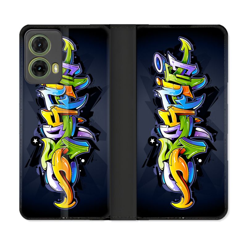 Housse cuir portefeuille Pour Motorola G85 5G Street Art Graffiti