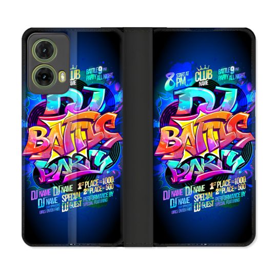 Housse cuir portefeuille Pour Motorola G85 5G Street Art Rap