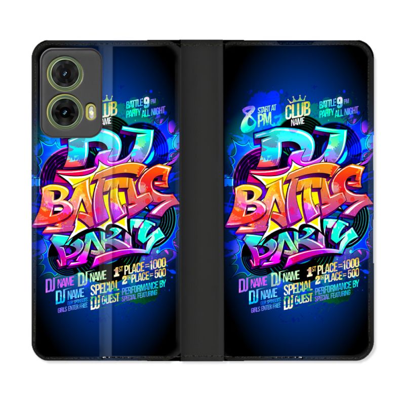 Housse cuir portefeuille Pour Motorola G85 5G Street Art Rap