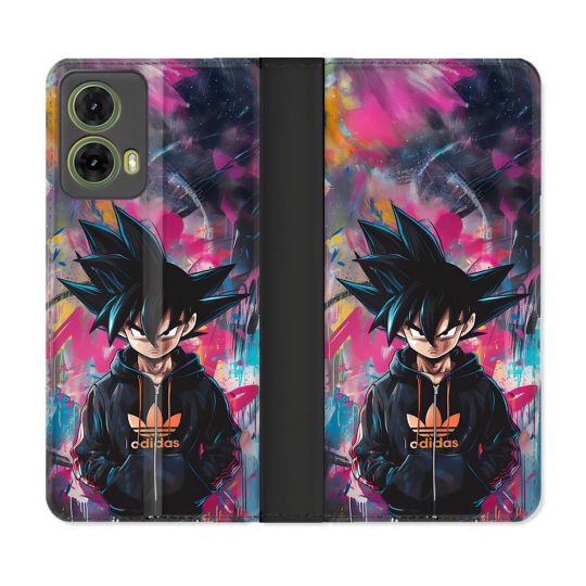 Housse cuir portefeuille Pour Motorola G85 5G Street Art Sangoku
