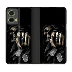 Housse cuir portefeuille Pour Motorola G85 5G Tete de Mort Your Next