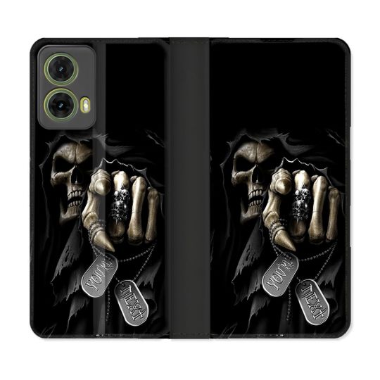 Housse cuir portefeuille Pour Motorola G85 5G Tete de Mort Your Next