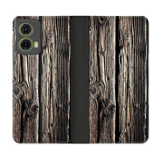 Housse cuir portefeuille Pour Motorola G85 5G Texture Bois