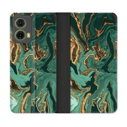 Housse cuir portefeuille Pour Motorola G85 5G Texture Marbre Vert