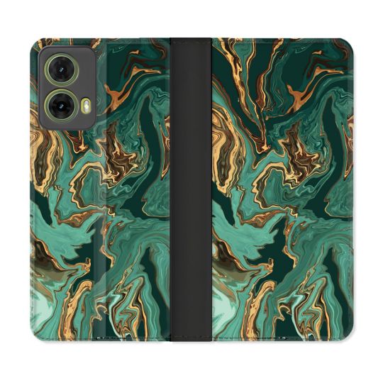 Housse cuir portefeuille Pour Motorola G85 5G Texture Marbre Vert