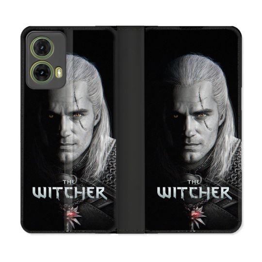 Housse cuir portefeuille Pour Motorola G85 5G The Witcher Noir
