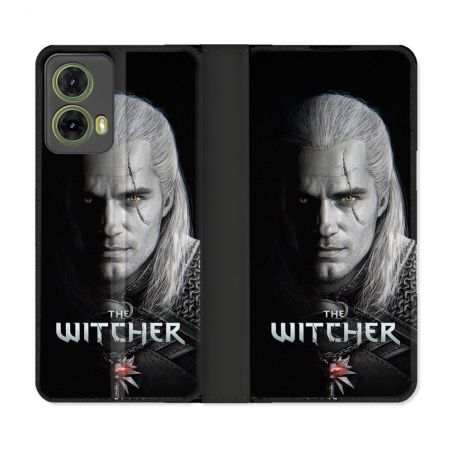 Housse cuir portefeuille Pour Motorola G85 5G The Witcher Noir