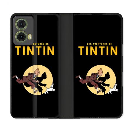Housse cuir portefeuille Pour Motorola G85 5G Tintin Classique