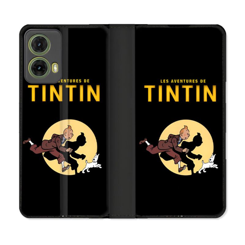 Housse cuir portefeuille Pour Motorola G85 5G Tintin Classique