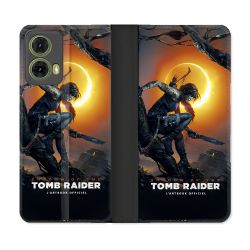 Housse cuir portefeuille Pour Motorola G85 5G Tomb Raider
