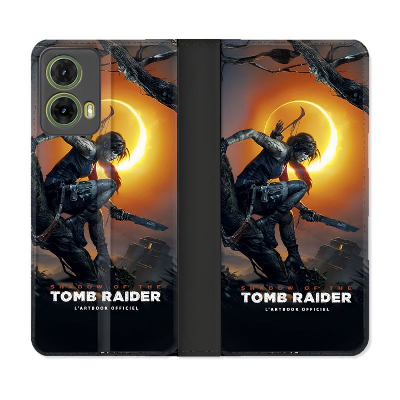 Housse cuir portefeuille Pour Motorola G85 5G Tomb Raider