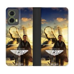 Housse cuir portefeuille Pour Motorola G85 5G Top Gun