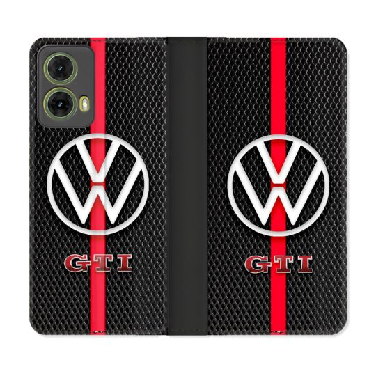 Housse cuir portefeuille Pour Motorola G85 5G Volkwagen Line