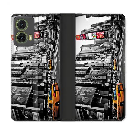 Housse cuir portefeuille Pour Motorola G85 5G Voyage Amerique USA New York Taxi