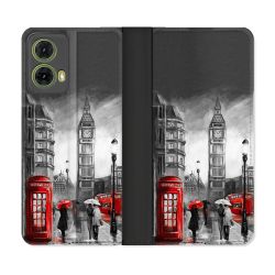 Housse cuir portefeuille Pour Motorola G85 5G Voyage Angleterre Londres Vintage