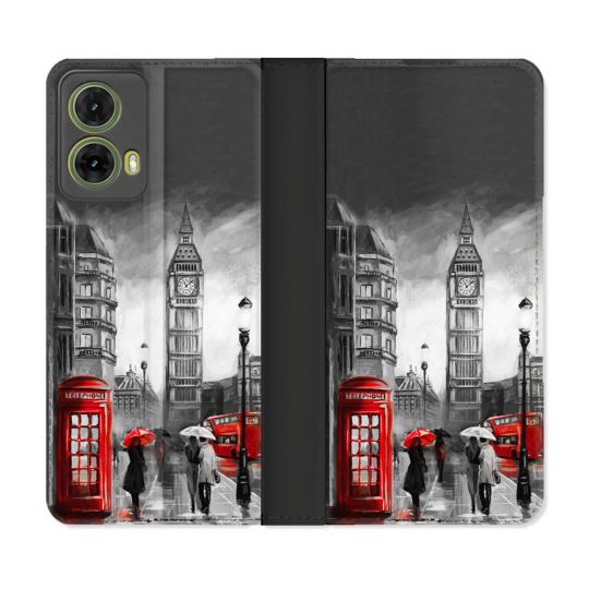 Housse cuir portefeuille Pour Motorola G85 5G Voyage Angleterre Londres Vintage