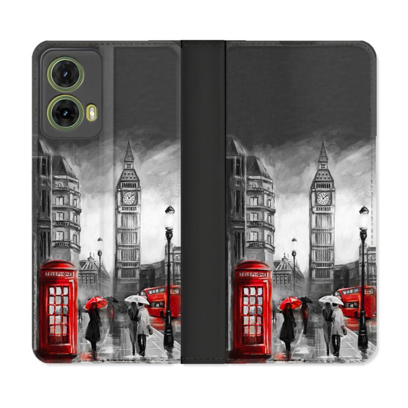 Housse cuir portefeuille Pour Motorola G85 5G Voyage Angleterre Londres Vintage