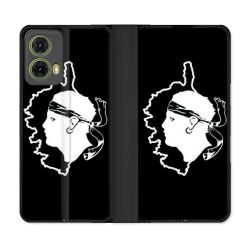 Housse cuir portefeuille Pour Motorola G85 5G Voyage Corse Noir