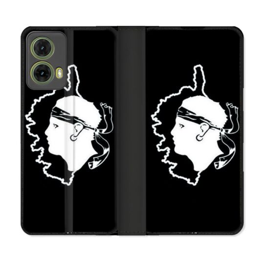 Housse cuir portefeuille Pour Motorola G85 5G Voyage Corse Noir