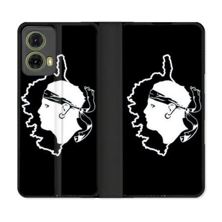 Housse cuir portefeuille Pour Motorola G85 5G Voyage Corse Noir