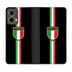 Housse cuir portefeuille Pour Motorola G85 5G Voyage Italie 3 Noir