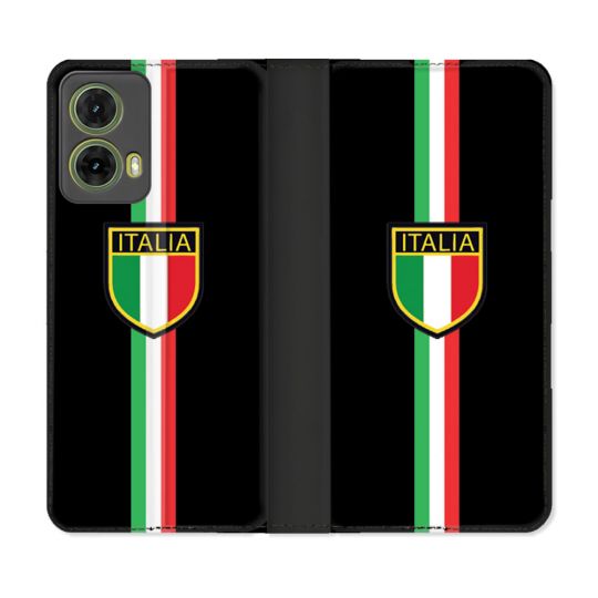 Housse cuir portefeuille Pour Motorola G85 5G Voyage Italie 3 Noir