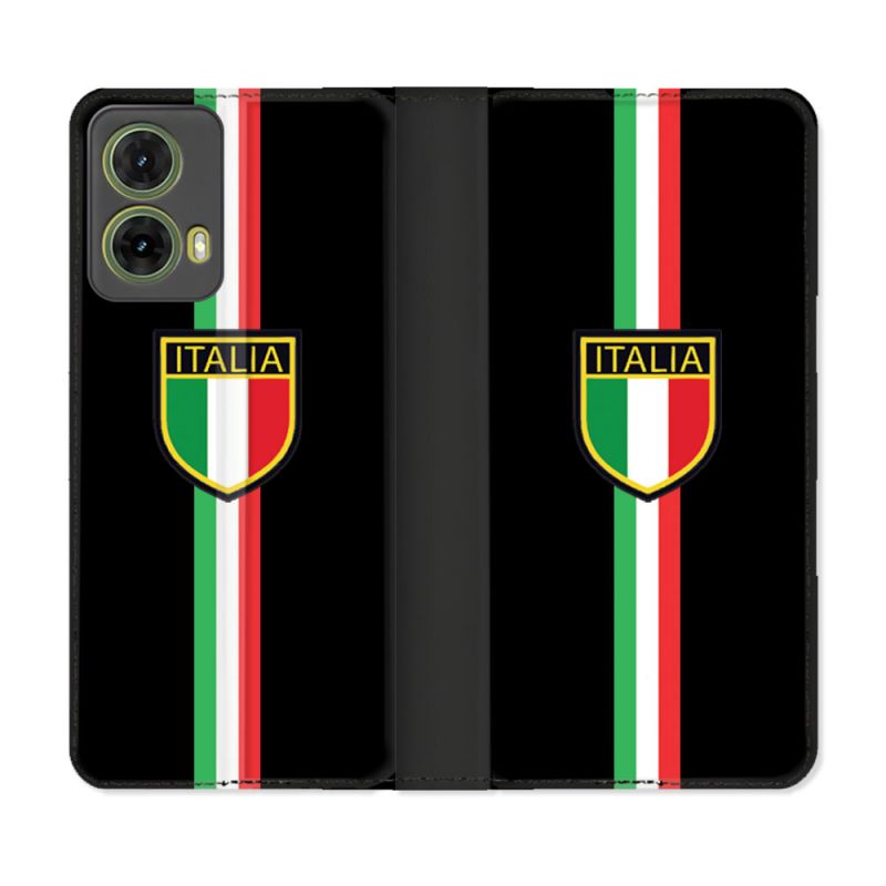 Housse cuir portefeuille Pour Motorola G85 5G Voyage Italie 3 Noir
