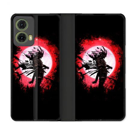 Housse cuir portefeuille Pour Motorola G85 5G Voyage Japon Samourai