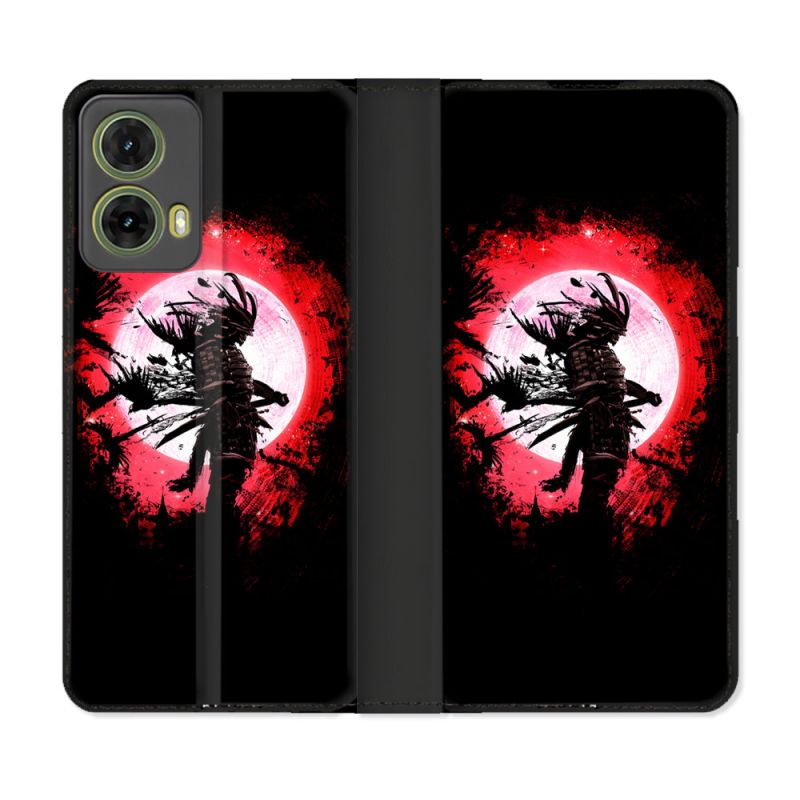 Housse cuir portefeuille Pour Motorola G85 5G Voyage Japon Samourai