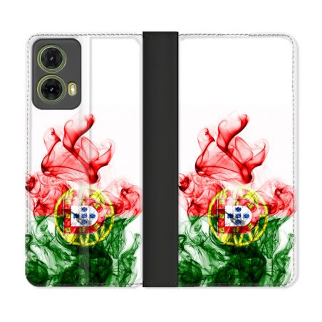 Housse cuir portefeuille Pour Motorola G85 5G Voyage Portugal Flamme