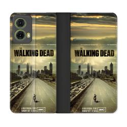 Housse cuir portefeuille Pour Motorola G85 5G Walking Dead
