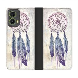 Housse cuir portefeuille Pour Motorola G85 5G Zen Attrape Reve Blanc