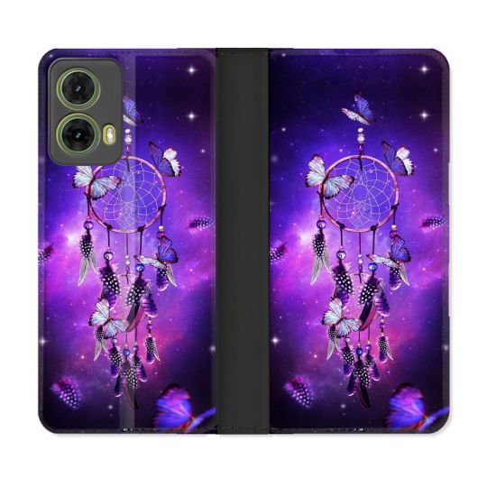 Housse cuir portefeuille Pour Motorola G85 5G Zen Attrape Reve Papillon