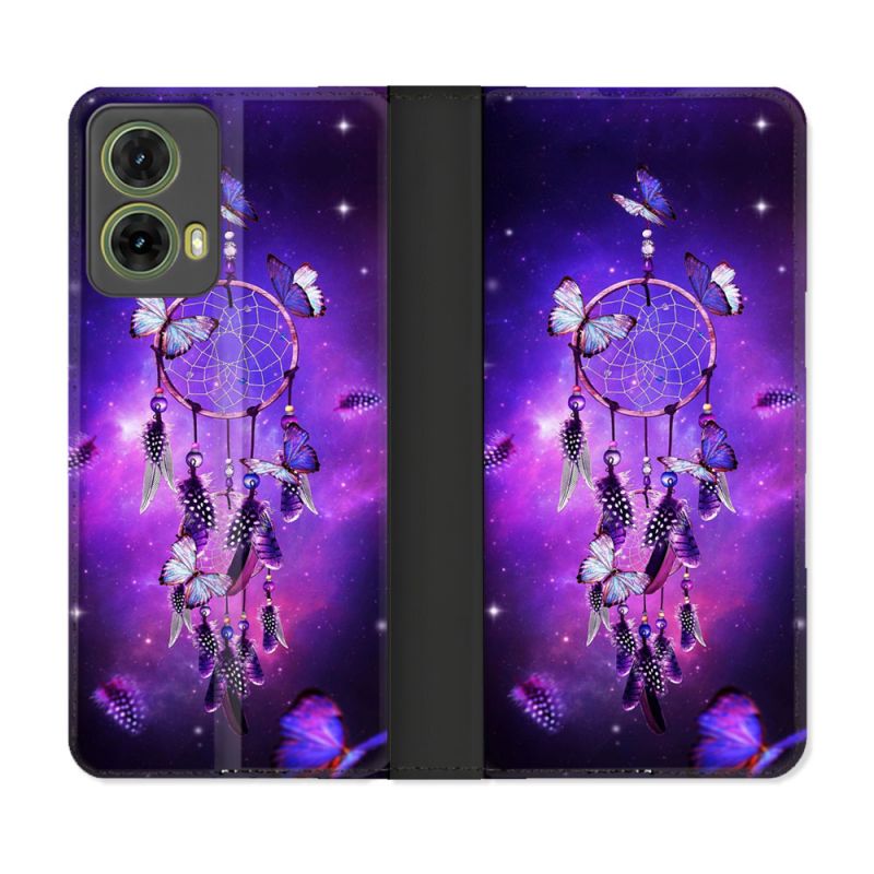 Housse cuir portefeuille Pour Motorola G85 5G Zen Attrape Reve Papillon